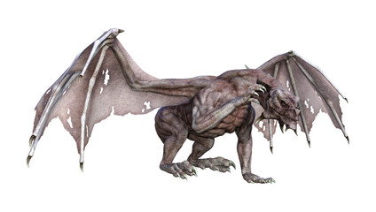 3D Rendering Fantasy Vampire Dragon on White