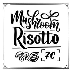 Italian food menu - names of dishe. Lettering phrases for your design, stylized drawing, hand drawn composition.