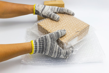 Man bubble wrap, covering protection for moving or transporting materials