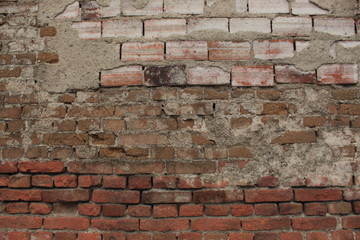 Old Brick Wall Fragment For Background Texture Photo.