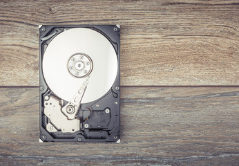 Disassembled Hard drive on the table