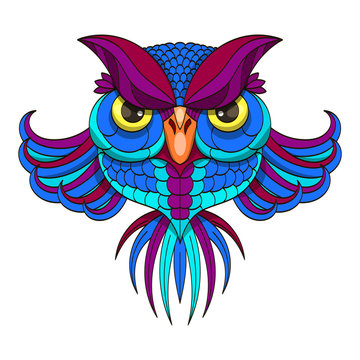 Colored owl - vector illustration.
