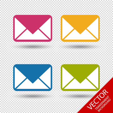 Briefumschlag Symbole - Farbige Vektor Illustration - Freigestellt auf transparentem Hintergrund