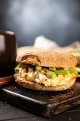 Avocado and egg sandwich