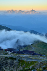 Fototapeta na wymiar 白馬岳から見る剣岳と立山