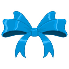 Blue silky ribbon bow