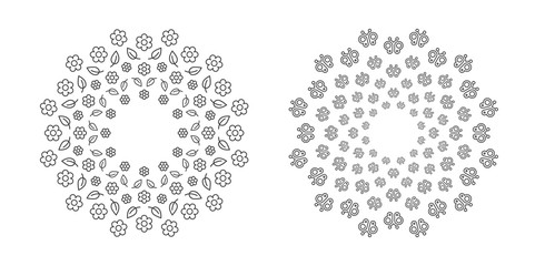 Set of High Quality Modern Decorative Oriental Black Mandala on White Background . Isolated Vector Elements