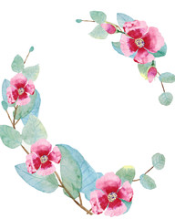 Fototapeta na wymiar watercolor illustration of flowers and twigs
