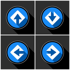 four white, blue arrows - black shadows