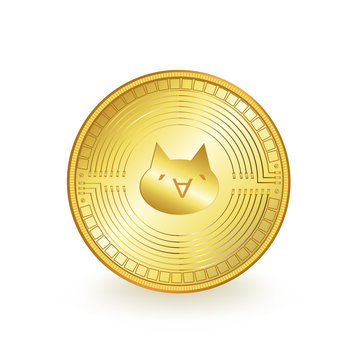 Monacoin Cryptocurrency Golden Coin Isolated