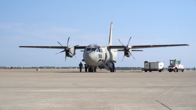 A large Military airplane