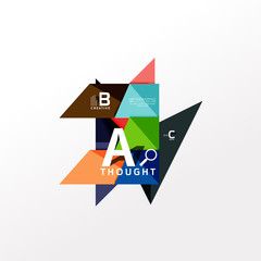 Geometric infographic banner, paper info diagram created with color shapes