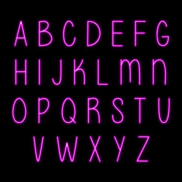 Neon Effect Pink Light ABC Letter Set
