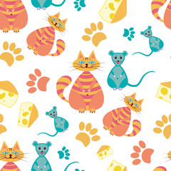 seamless pattern with cats,mice,