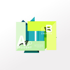 Geometric infographic banner, paper info diagram created with color shapes