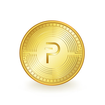 Pivx Cryptocurrency Golden Coin Isolated