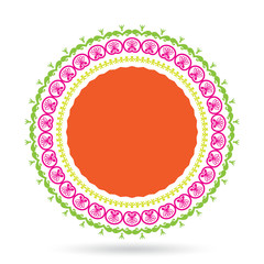 Lotus flower elements. Round floral ornament graphic, vector illustration.