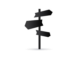 Road direction indicator. Icon signpost. Directions to different places. 