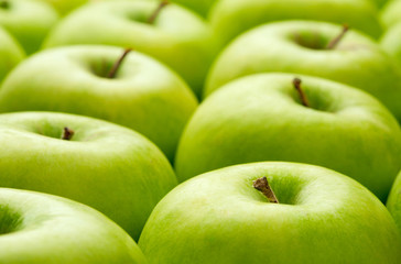 close up of green apples background