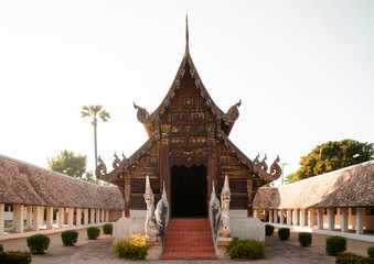 Beautiful Wat Ton Kwen wooden buddha hall, Chiang Mai , Thailand