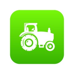 Tractor icon green vector