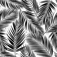 Seamless pattern with palm leaves. Tropical background. Vector illustration.