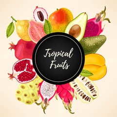 Vector card with tropical fruits