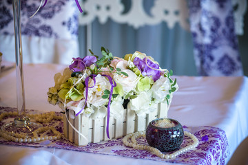 Table setting at a luxury wedding reception