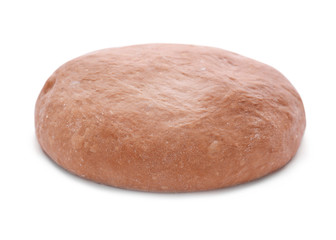 Raw rye dough on white background