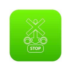 Traffic light stop railway icon green vector