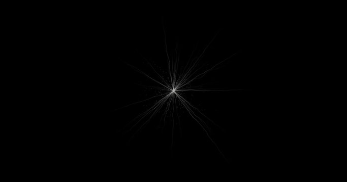 Sphere of energy generated by a point with filiform rays of different colors. Rotating sphere of energy similar to electricity or plasma that is generated from a point and then fades. Energy explosion