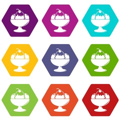 Ice cream icons set 9 vector