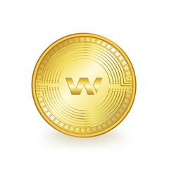 Wax Cryptocurrency Golden Coin Isolated