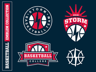 Modern professional basketball logo set for sport team