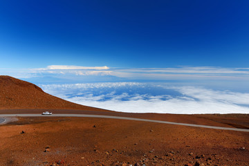 Stunning landscape view of Haleakala volcano area seen from the summit. Maui, Hawaii