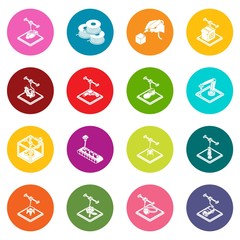 Fototapeta premium 3d printing icons set colorful circles vector