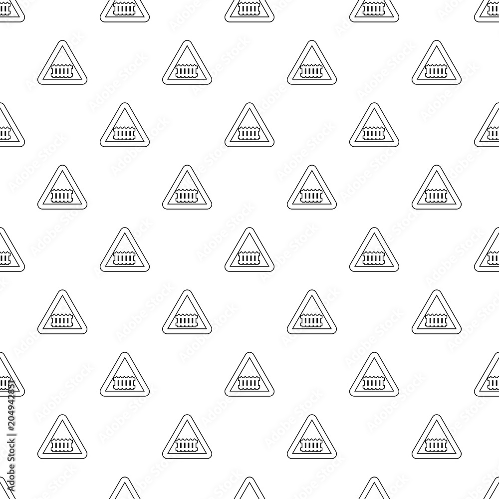 Poster crossing railroad barrier pattern vector seamless