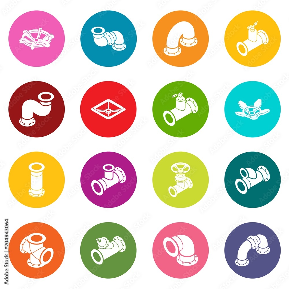 Aufkleber pipeline constructor icons set colorful circles vector
