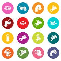 Pipeline constructor icons set colorful circles vector
