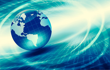 Best Internet Concept of global business. Globe, glowing lines on technological background. Wi-Fi, rays, symbols Internet, 3D illustration