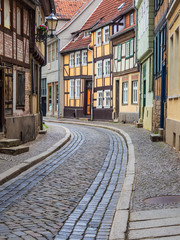 Historische Straße in Quedlinburg im Harz