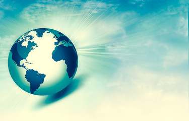 Naklejka premium Best Internet Concept of global business. Globe, glowing lines on technological background. Wi-Fi, rays, symbols Internet, 3D illustration