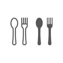 Fork and spoon line and glyph icon, kitchen and cooking, diner sign vector graphics, a linear pattern on a white background, eps 10.