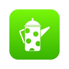 Retro coffee kettle icon digital green