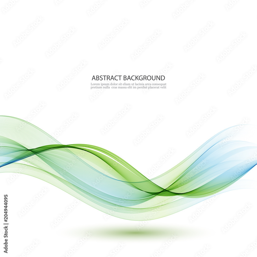 Wall mural abstract vector background, blue and green waved lines for brochure, website, flyer design.