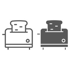 Toaster line and glyph icon, kitchen and cooking, cook tool sign vector graphics, a linear pattern on a white background, eps 10.