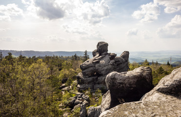 Kaczeta (Ducklings) rock in Gory Stolowe park in Poland