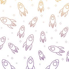 background of space rockets pattern, vector illustration