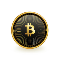 Bitcoin Cryptocurrency Black Coin Isolated