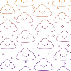 background of kawaii clouds pattern, vector illustration